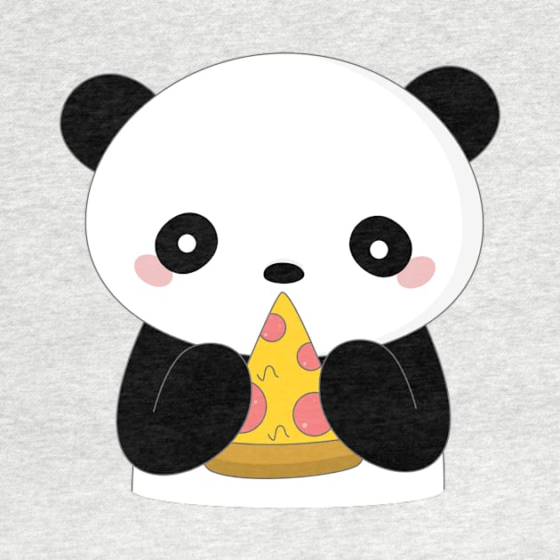 Kawaii Panda Loves Pizza T-Shirt by happinessinatee